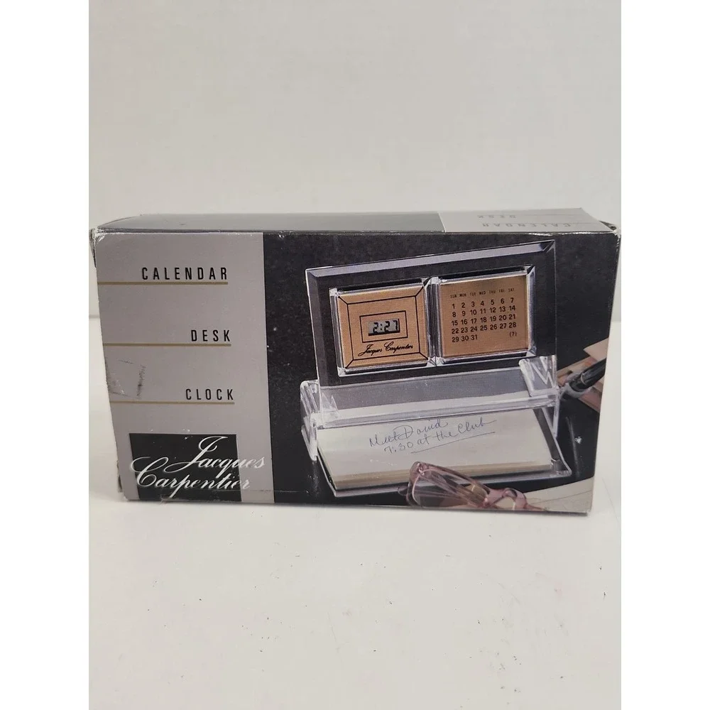 Vtg‎ 1980s Jacques Carpentier Executive Desk Set Clock Calendar Open Box Sealed